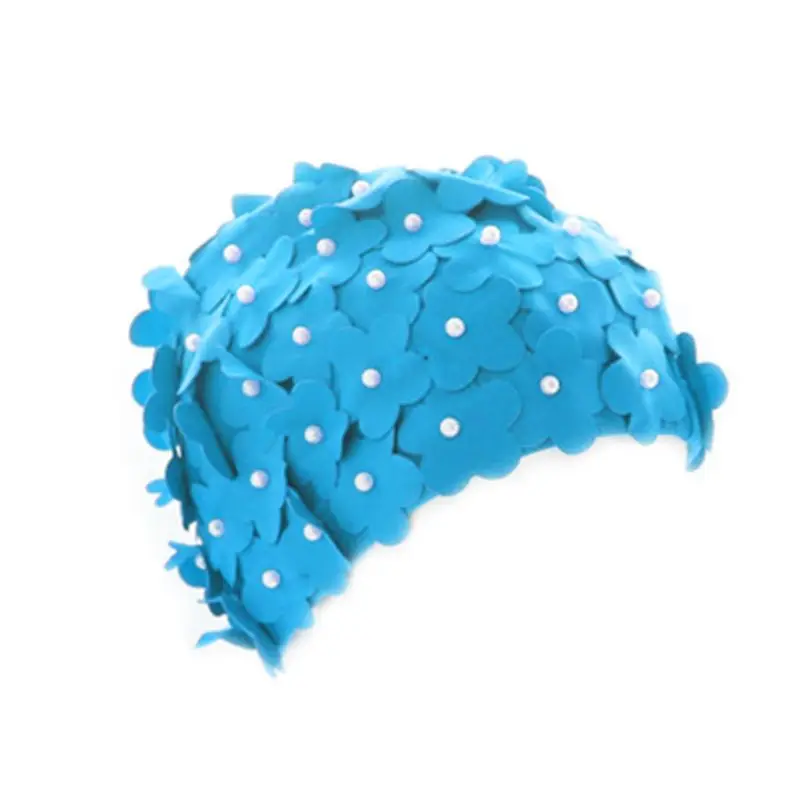 Шапочка для плавания для взрослых девочек Милая креативная 3D Цветочная водонепроницаемая защита мягкая дышащая повязка на голову шляпа Легкие аксессуары для плавания