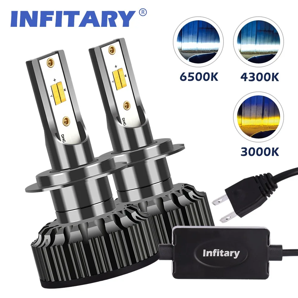 

Infitary H7 Led Headlight Bulbs H4 LED H3 H8 H11 9005 HB3 9006 HB4 9007 ZES Chips 8000LM 3000K, 4300K, 6500K 12V Light Car Lamp