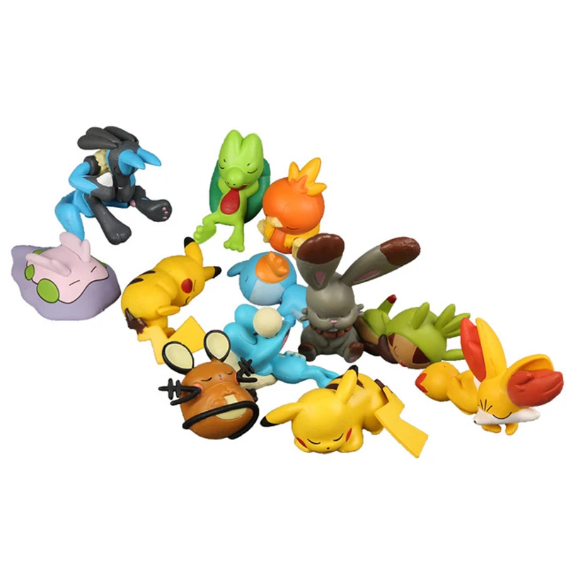 

Japanese Anime sleep Pikachu Torchic Treecko Sleeping Version Small XY Model Toys Figures 3-5cm