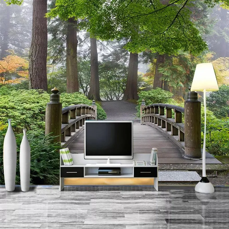 

Crossing the forest landscape painting wall professional making murals wholesale wallpaper mural poster photo wall