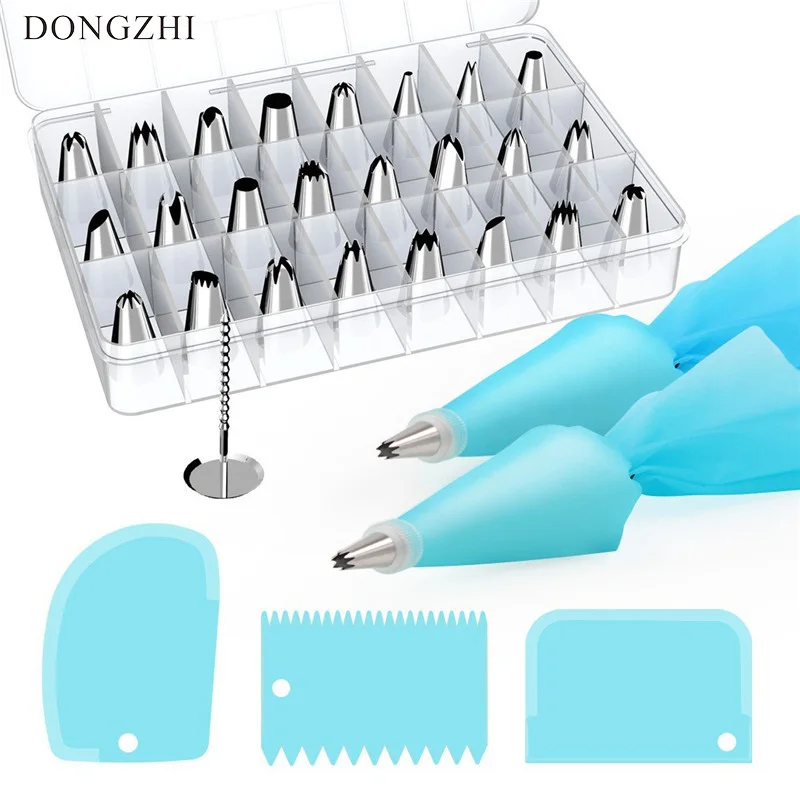 

36 PCS Cake Decorating Supplies Tips Stainless Steel Icing Tips With 1 Pastry Bag 3 Icing Smoothers 1 Flower Nail And 2 Couplers