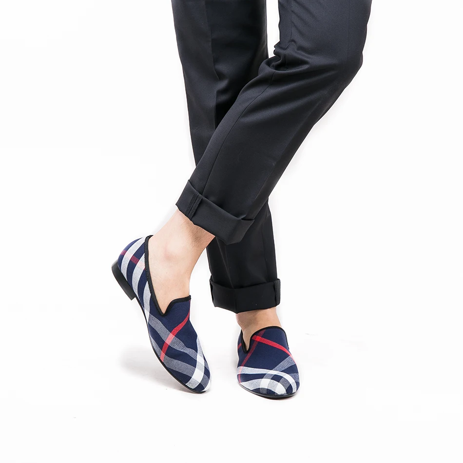 Piergitar/парусиновая обувь в синюю и белую клетку; Роскошные Брендовые мужские лоферы; черная кожаная стелька; мужская повседневная обувь; мужская обувь на плоской подошве