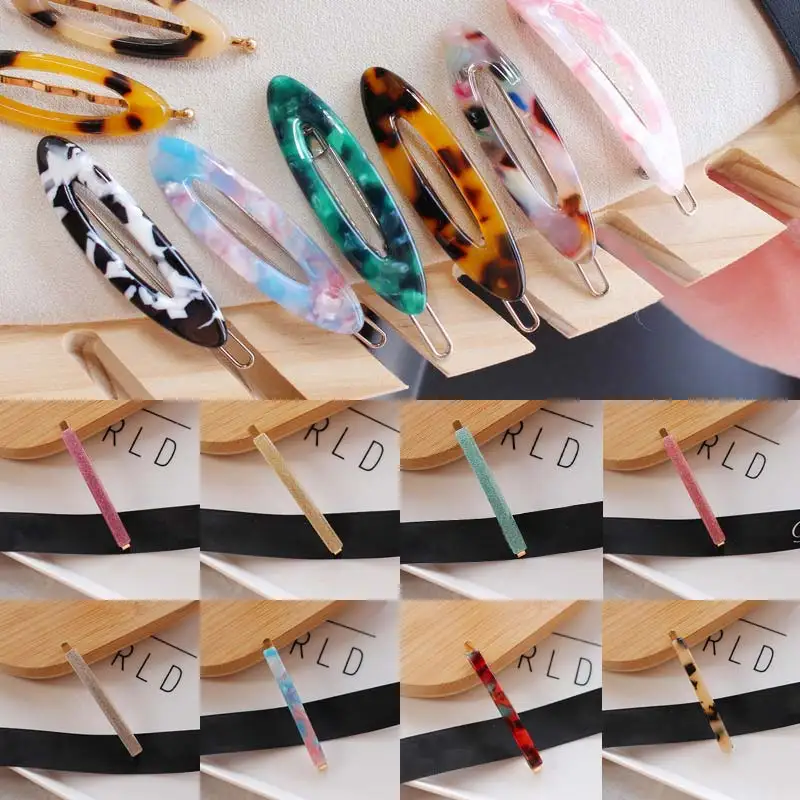 

New Elegant Hair Clip Barrette Women Girl Headwear Popular Headband 30 Colors Leopard Print Acetate Long Hair Hairpin 1PC