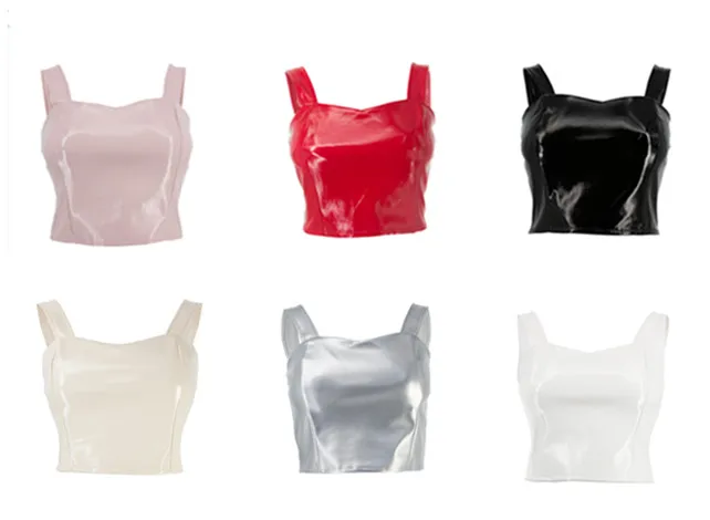 Women Leather Sleeveless Tank Top