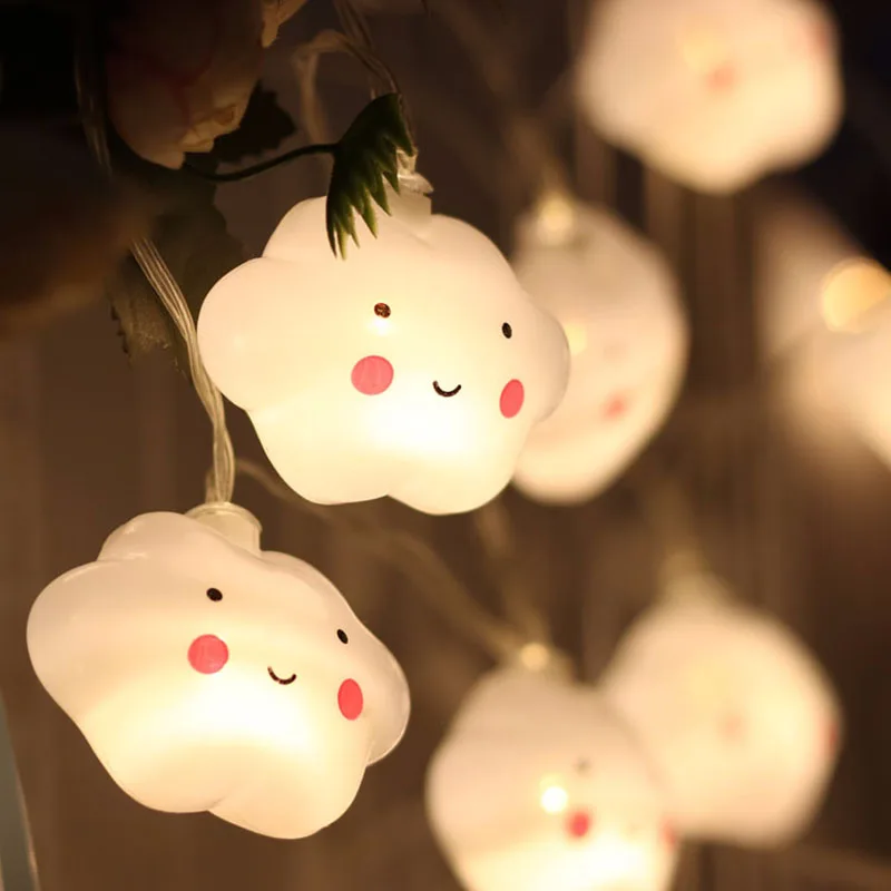 garland 3.5M 20 LED Smile Cloud String Light Warm White strip light Wedding Home Indoor Decoration With AA Battery Power or usb