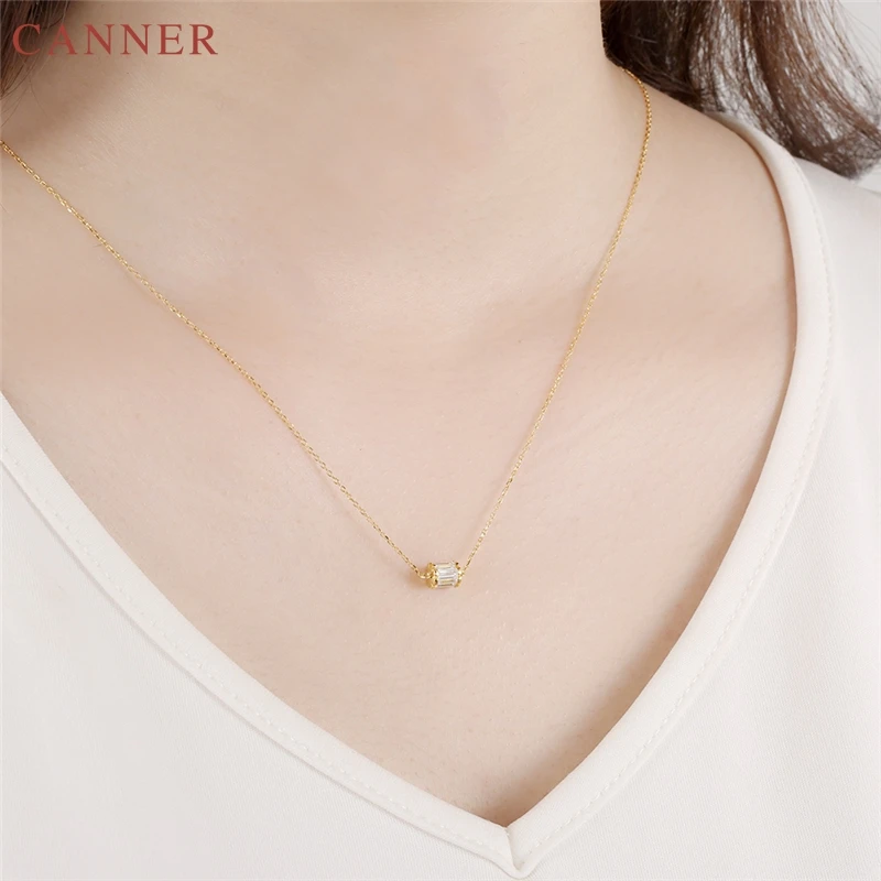 925 Sterling Silver Necklace Women Zircon Crystal Necklaces Pendants Wedding Jewelry Gifts Gold Chain collar mujer bijoux C40