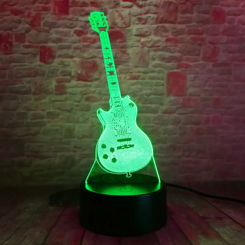Светящаяся гитара. Светящаяся электрогитара. Гитара со светящимися ладами. Музыкальный светильник.