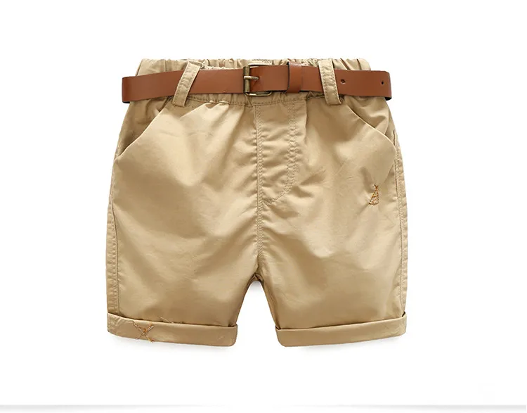 2018 Summer Kids Loose Navy Blue Khaki Blue Green Solid Color Children'S Running Sport Boy Shorts Kids With Belt 100-140Cm (5)