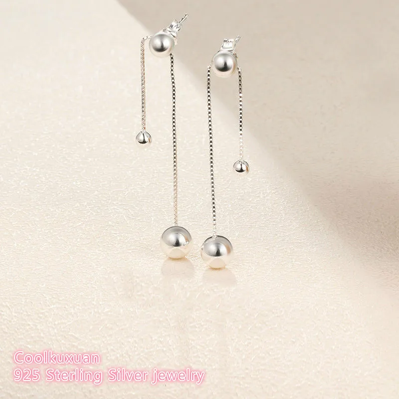 

2018 winter 100% 925 Sterling Silver String of Beads Earrings Original European Style Brand woman Jewelry