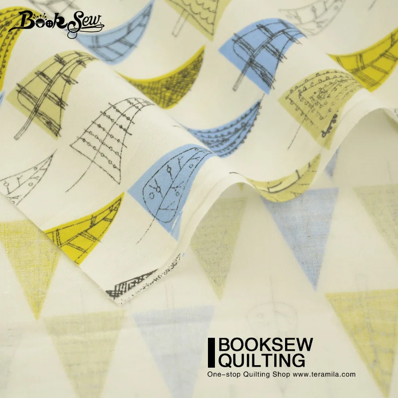 Одежда Booksew с синими и желтыми деревьями белая хлопковая ткань Twill домашний
