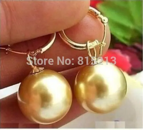 

hot sell new - wb00425 AAA round 10-11mm natural south sea gold pearl earrings