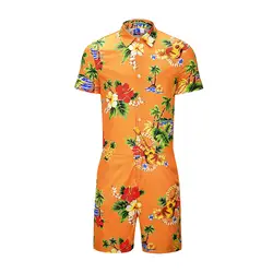 2019 Гавайский пляж гитара в цветочек Для мужчин комбинезон 3D комбинезон, костюм комбинезоны в стиле «Harajuku» Одна деталь Комбинезон Мужская