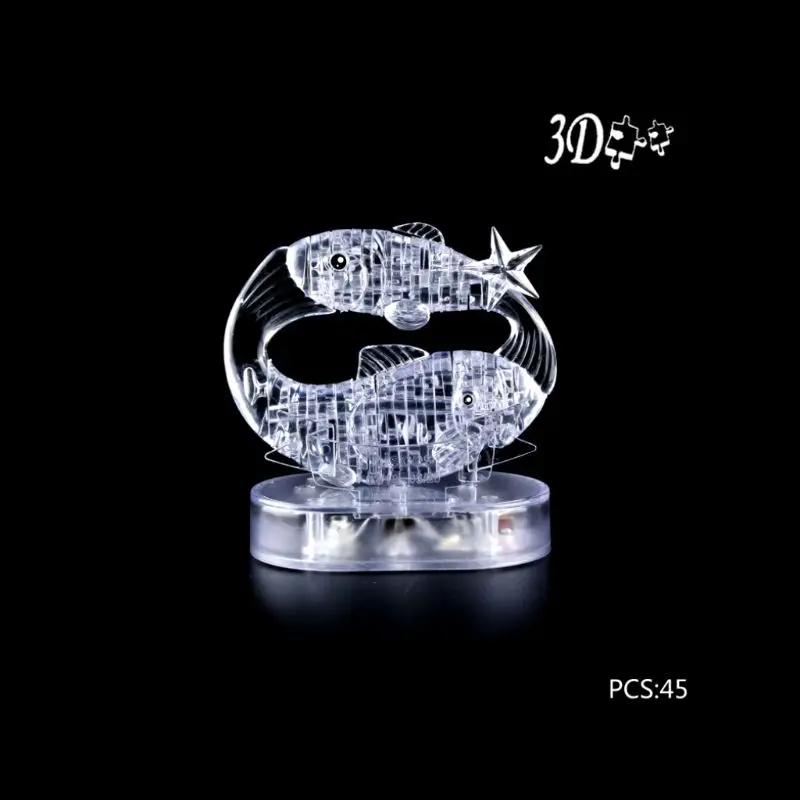 

3D Crystal Pisces Constellation Model With LED Flashing Light Jigsaw Assembly DIY Blocks Children Birthday Gift