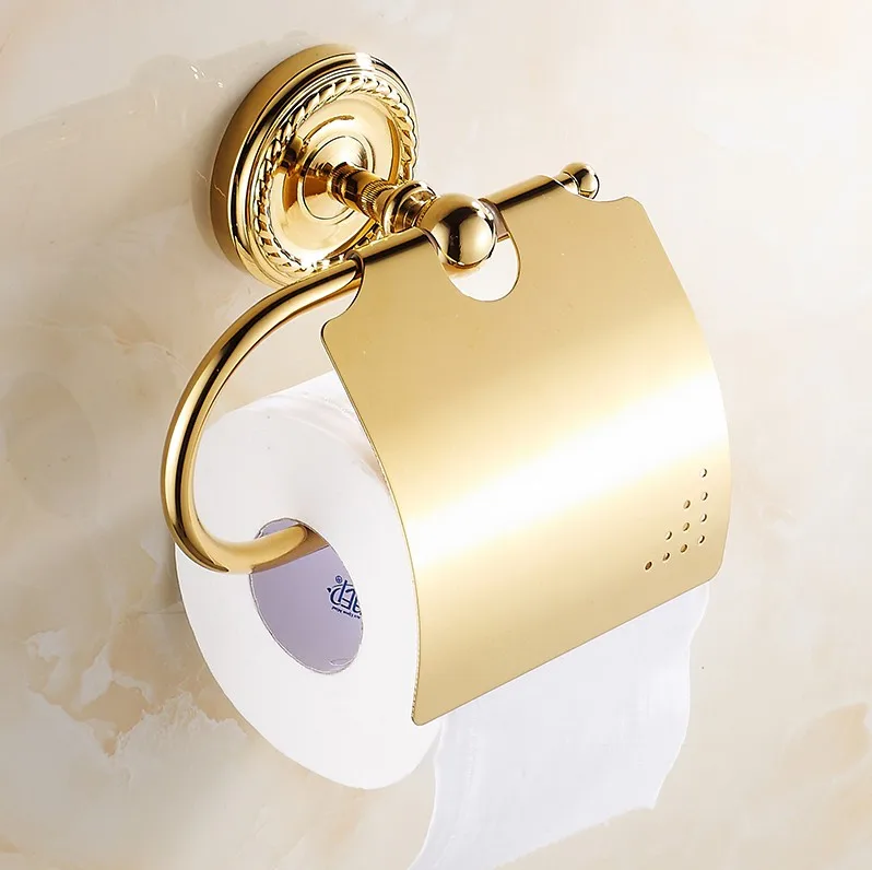 

Gold Color Brass Toilet Paper Holder Wall Mounted Roll Holder Rack Toilet Tissue Holder Luxury Bathroom Accessories ZD771