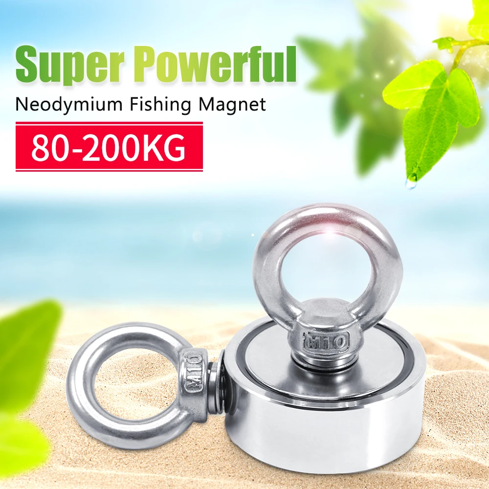 

Super Powerful Neodymium Fishing Magnet Circular Ring Hook Steel Holder Deep See Salvage Powerful Magnetic 80kg-200kg