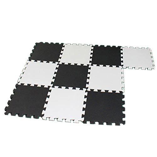 

10 Piece Eva Foam Puzzle Exercise Mat Interlocking Floor Tiles -- White and Black