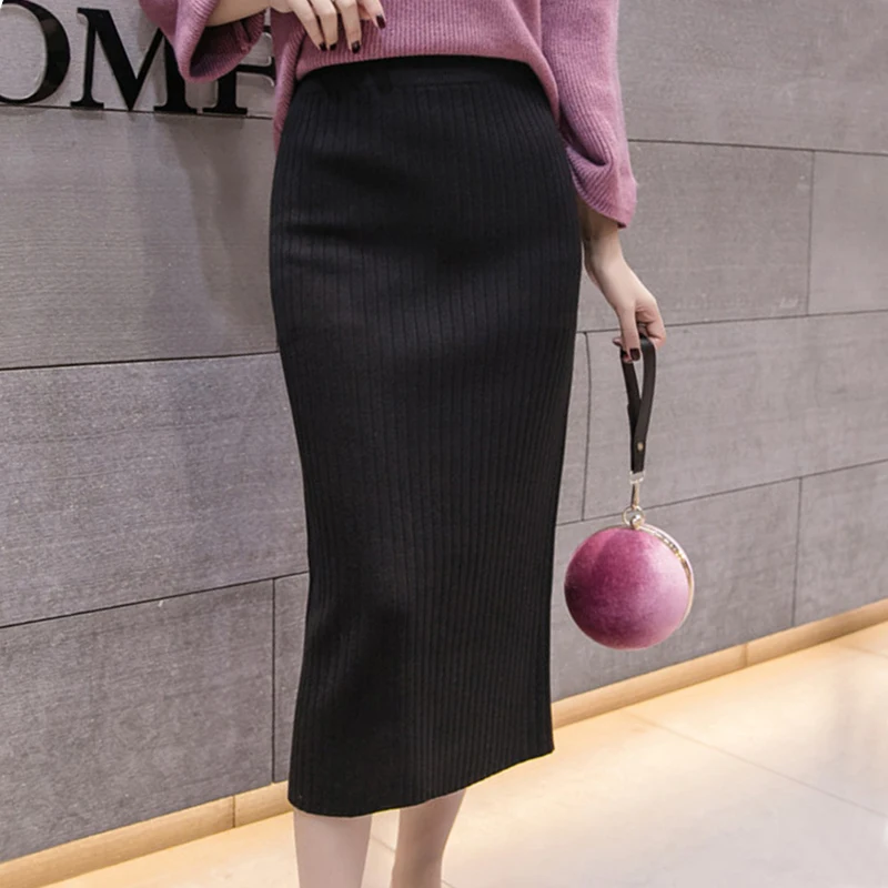 Flectit осень-зима Для женщин Bodycon Knit Midi чёрный коричневый серый зеленый Высокая