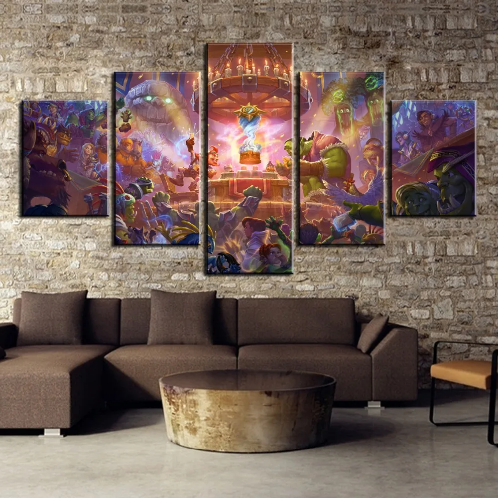 

Modular 5 Piece Home Decor Wall Art World of Warcraft Game Paintings on Canvas Wall Art for Home Decorations Wall Decor(Frame)