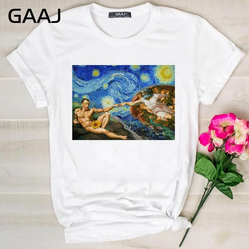 05 GAAJ "Van Gogh Van Goghing Van Gone", Футболка для женщин, женские футболки, одноцветная Футболка с принтом размера плюс, дизайнерская футболка для влюбленных 8YCDH - Цвет: 05