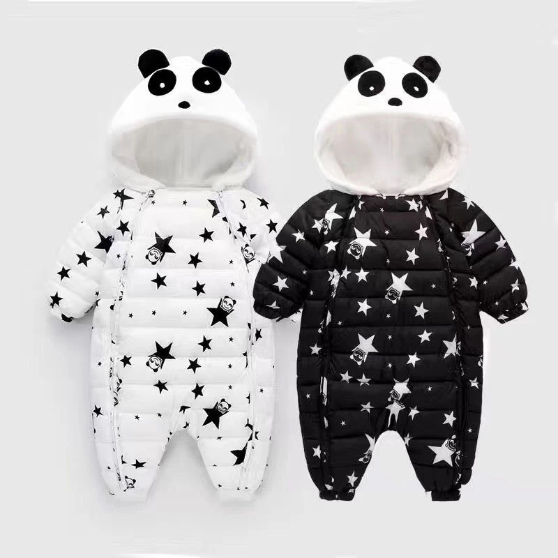 Зимние Panda Детские ромперы комбинезоны одежда комбинезон для новорожденных девочек и мальчиков утка подпушка зимний детский