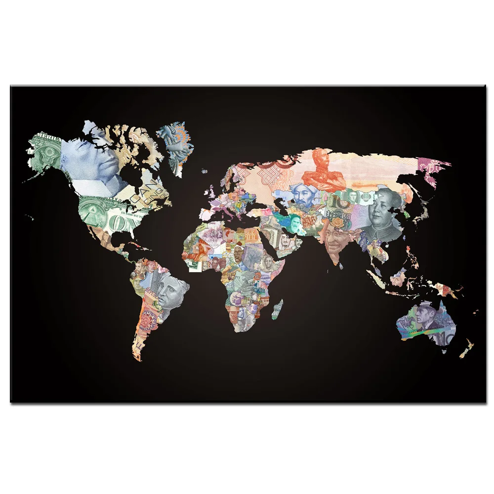 1 巨大な黒の世界地図絵画プリントキャンバス上 Hd 抽象世界地図のキャンバスの絵画オフィスの壁の芸術家装飾 Painting World Canvas Paintingmap Painting Aliexpress