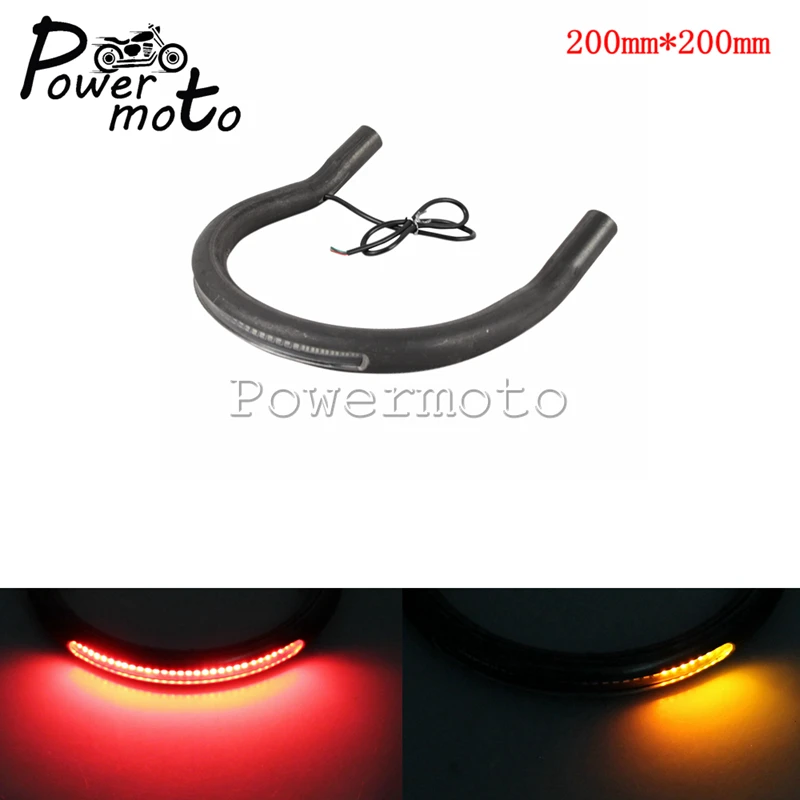 

200mm Universal Motorcycle Upswept Rear Seat Hoop Loop Frame With LED Tail Brake Light For Honda CB CL CG GB GL Cafe Racer