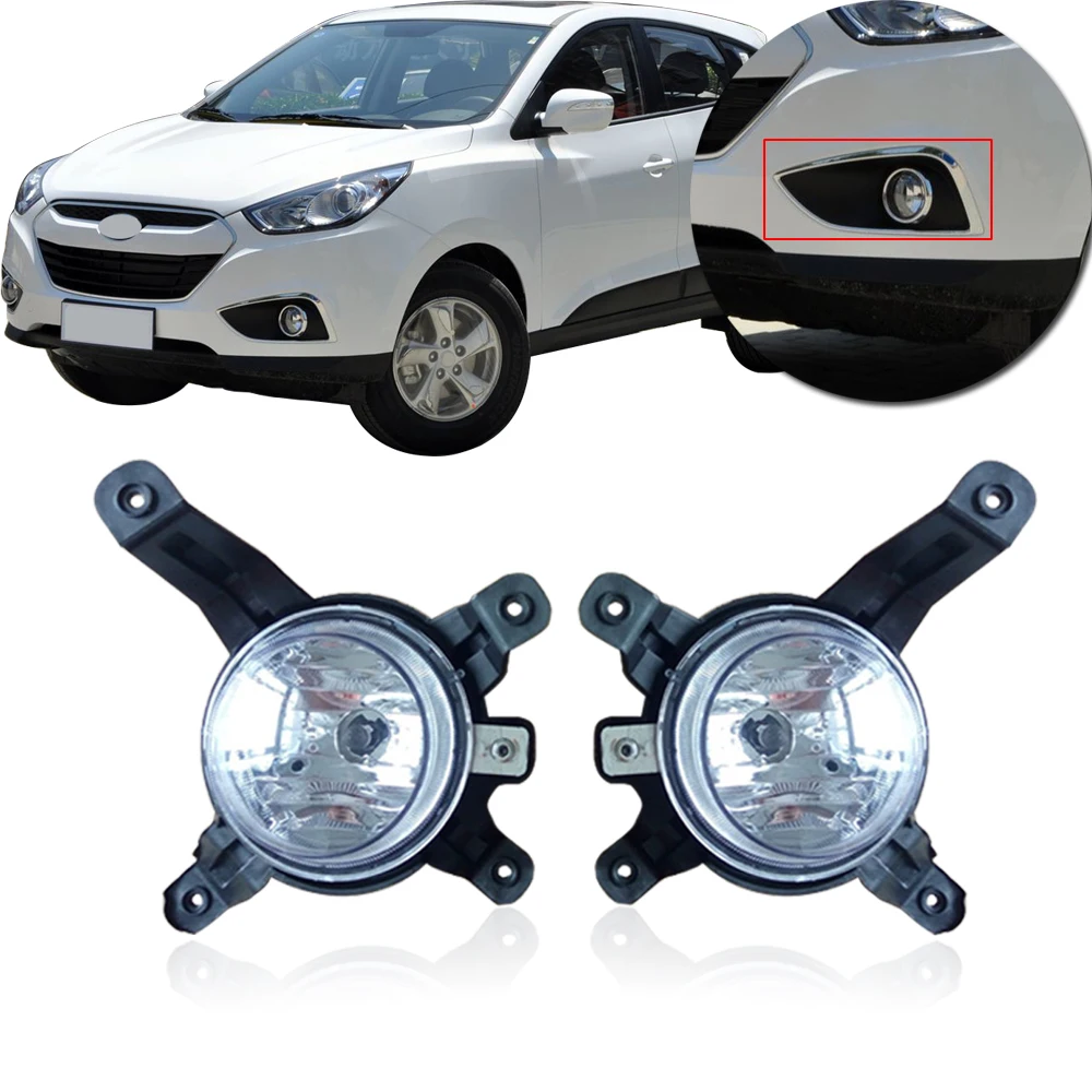 

CAPQX 1Pair Front bumper fog light For Hyundai IX35 2009 2010 2011 2012 front driving lamp foglamp FogLight