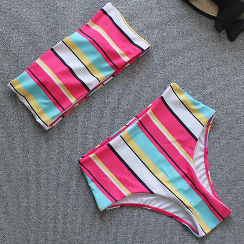 

Bandeau Swimwear Women Push up Swimsuit Female Cactus Print Bikini 2019 Sexy Bathing Suit Beach Bathers Colorful Biquini