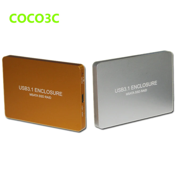  USB 3.1 Typ-C zu 2 MSATA SSD RAID Gehäuse USB-C zu Dual mini SATA adapter mSATA SSD Externe Box + R