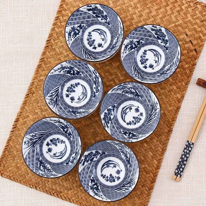 6 шт./компл. японский синий и белый фарфор чаша комплект домашней одежды одежда пиалы керамическая посуда палочки дозирующая детская ложка для посуды - Цвет: GEF-CQ6