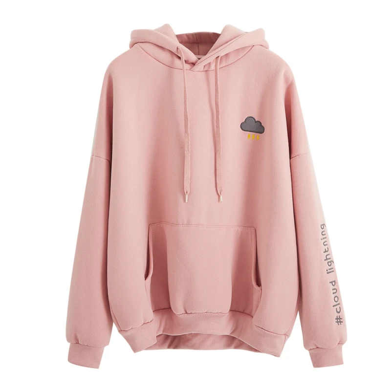 

2019 Harajuku Fashion Moon Sun Letter Embroidery women Hoodies Sweet Cute Hooded Sewarshirt long sleeve Women Pullovers