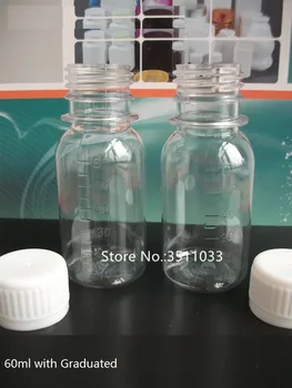 

50pcs/lot 60ml Clear Plastic Bottle With Graduated Envase Plastico Botella Capsule Bottle Clear Liquid Table Storage Bottle