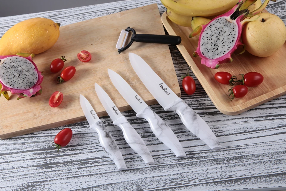 Набор кухонных ножей, набор керамических ножей 3, 4, 5, 6 дюймов, циркониевые керамические белые лезвия для приготовления овощей, фруктовые поварские ножи