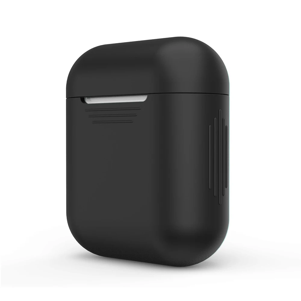 Мягкий силикон для AirPods Bluetooth беспроводные наушники чехол Защитный чехол для Apple Air Pods зарядная коробка Acce - Цвет: Silicone Case-Black