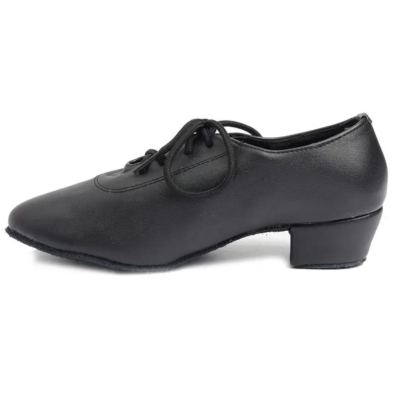 Детская модная танцевальная обувь из искусственной кожи; обувь на среднем каблуке для мальчиков; обувь для латинских танцев, танго, сальсы; Классическая Детская Обувь для бальных танцев черного цвета; Лидер продаж