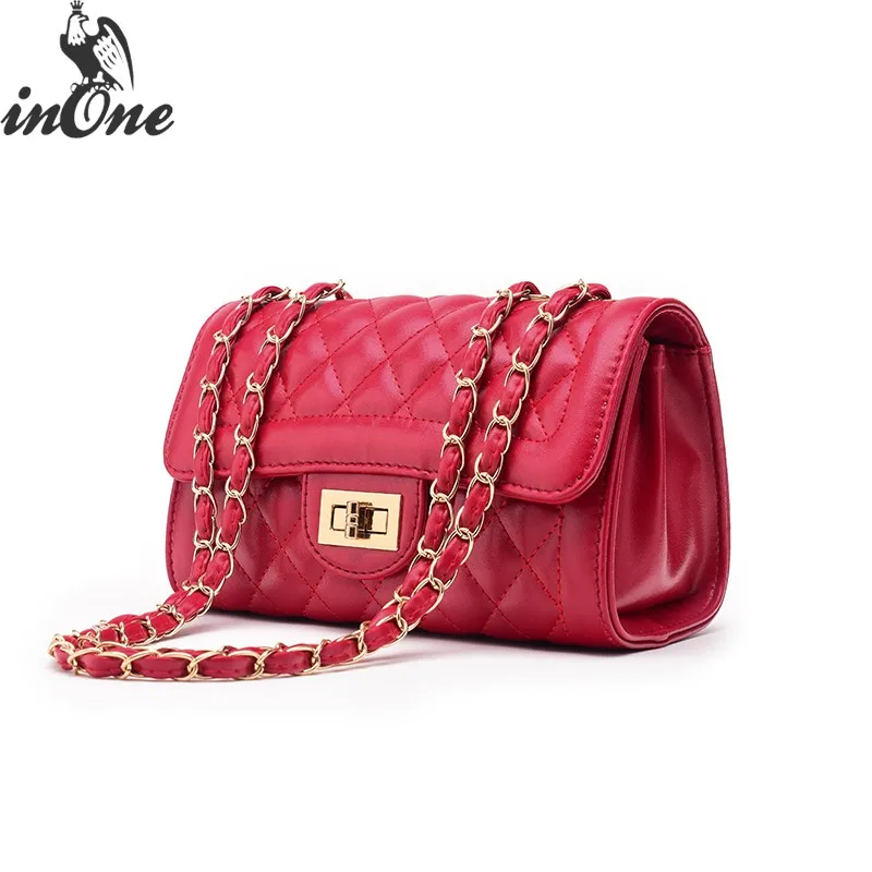 

INONE Luxury Messenger Shoulder Crossbody Bags for Women 2019 Quilted PU Le Boy Diamond Lattice Stitches Handbags Lock Chain Bag