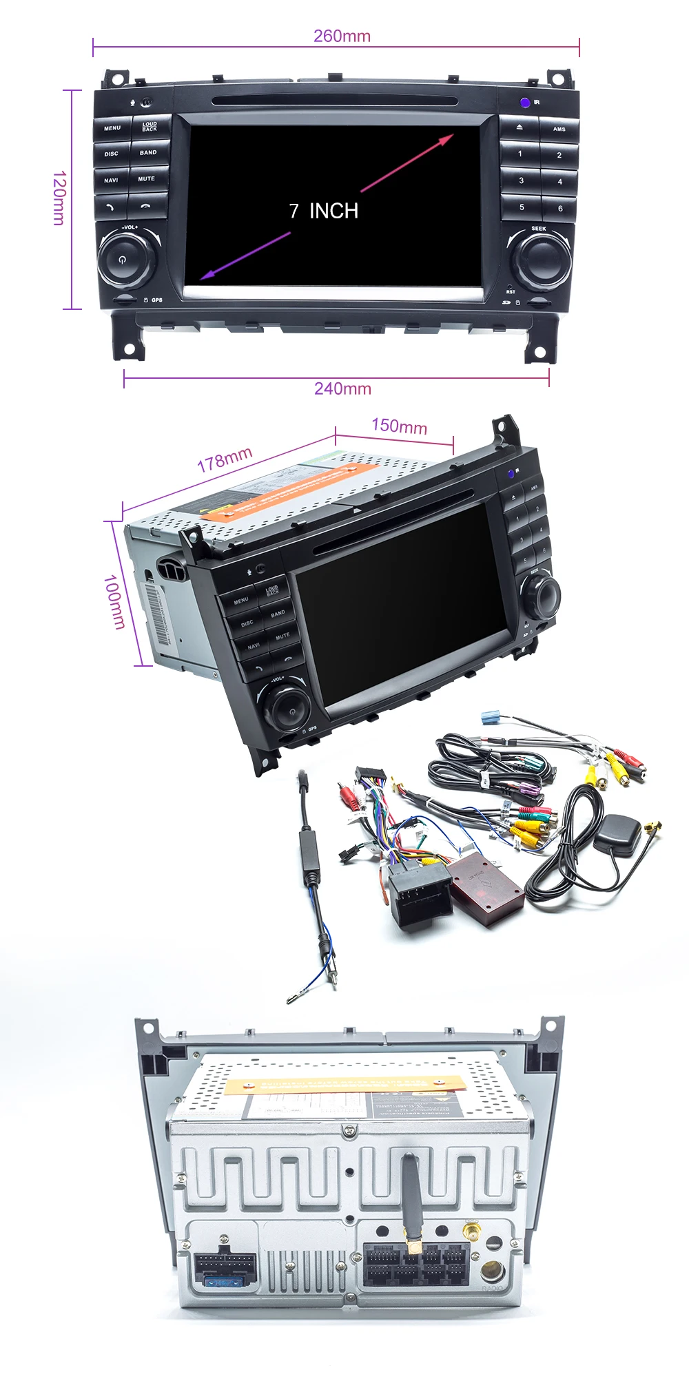 Sale 2 Din Android 9 Car DVD Multimedia For Mercedes/Benz W203 W209 W219 A-Class A160 C-Class C200 CLK200 GPS Navigation radio stereo 19