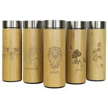 400 ml Bambus Reise Thermoskanne Tasse Edelstahl Flaschen Für Wasser-Flaschen Tee Kaffee Insulated Keep Warm Geschenk Carving