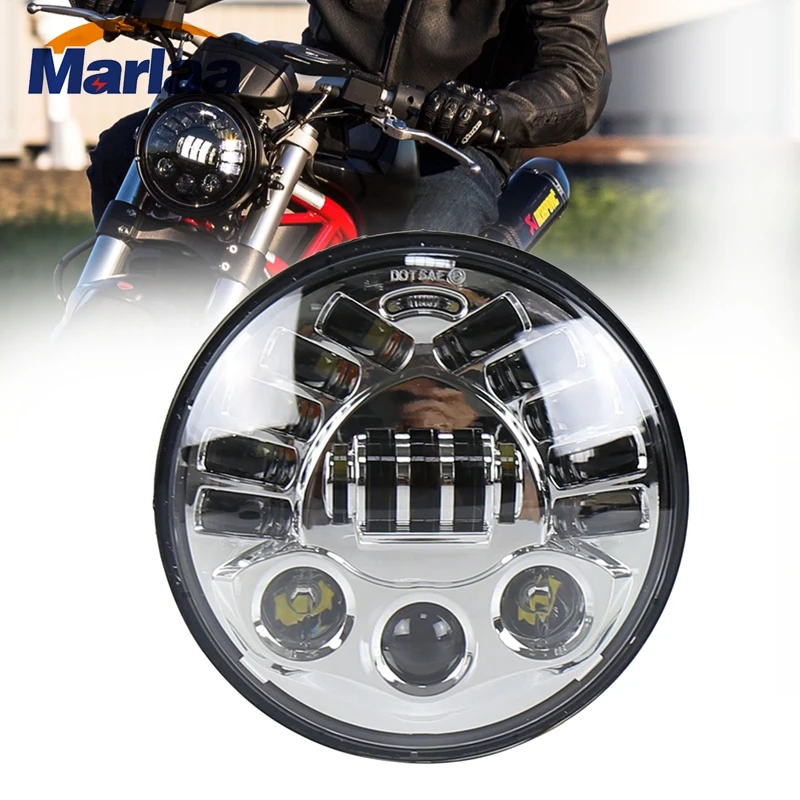 Marlaa 7" Motorcycle LED Projector Headlight Passing Lights For Touring