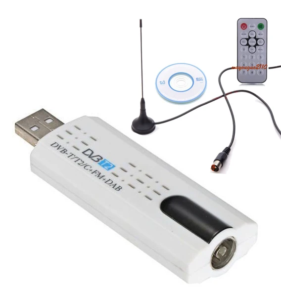 

NEW USB Digital DVB-T2 DVB-C DVB-T HDTV TV FM DAB SDR Receiver Adapter Dongle White #S0178
