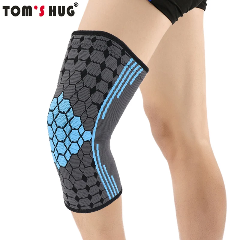 Tom's Hug Спорт Колено теплый коврик Поддержка Brace 1 пара синий шестигранный Алмазный наколенник для совместное Обезболивание и восстановление травм черный