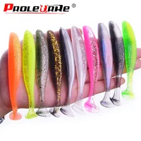Proleurre Shad Worm Soft Bait 95mm 75mm 50mm T Tail Jigging Wobblers Fishing Lure Tackle Bass Pike Aritificial Silicone Swimbait 1