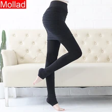 Mollad новые женские леггинсы с плиссированной юбкой интегрированные зимние теплые бархатные женские леггинсы тонкие плотные леггинсы