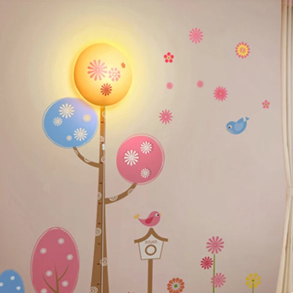 2016 new removable tree flower bird wall decal stickers led light