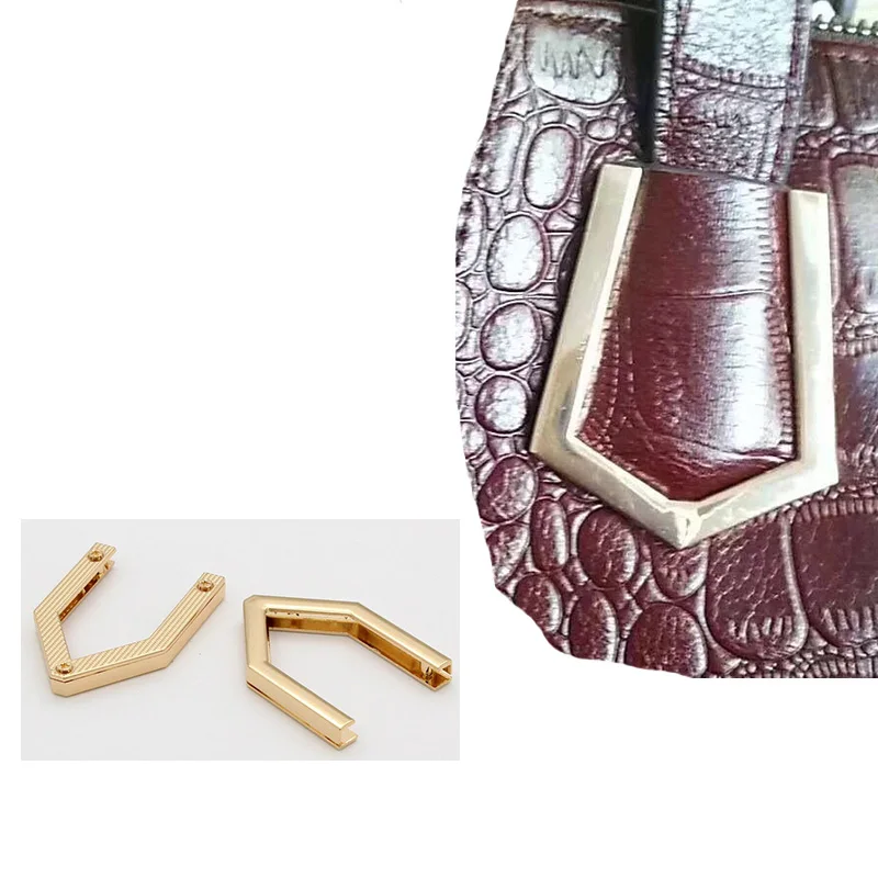 triangle strap end caps Leather Clip metal clip Cord Cap End Stopper for purse making corner protector for bag findings