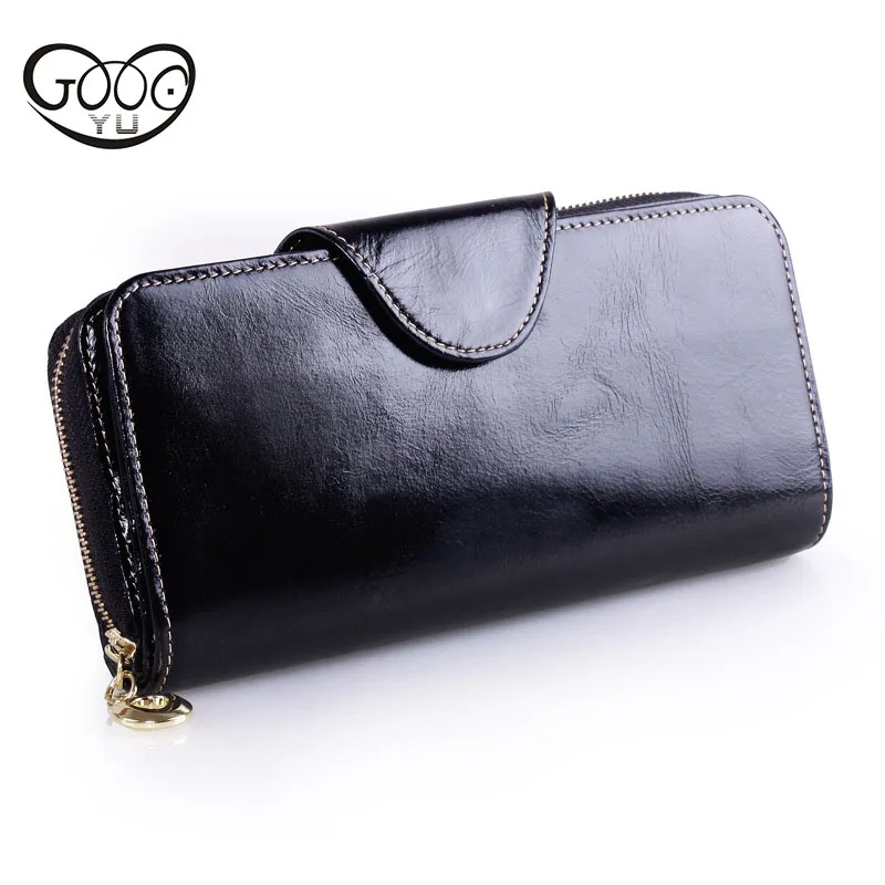 

Korean version of the vertical section of the first layer of leather in the long wallet fashion large capacity multi-card buckle
