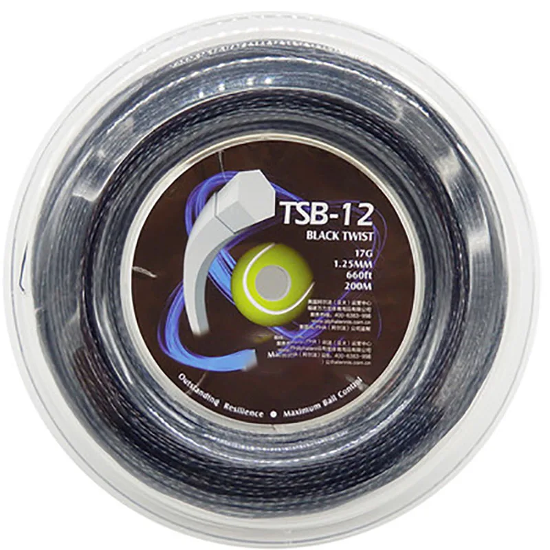 Powerti черная шестиугольная Твистер струна для теннисной ракетки 200 м Катушка прочная 17 г/1,25 мм полиэфирная ракетка струна тренировочная TSB-12