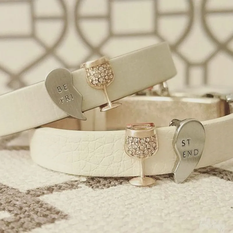 

SANSHOOR Keys BFF Heart Slide Charms Bestfriend for Stainless Steel Mesh Bracelets Keys Leather Wrap Bracelets 1pcs