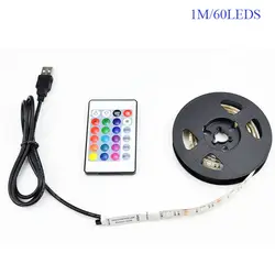 Светодиодный Light Black PCB DC 5 В 5050 SMD RGB USB кабель Светодиодные ленты свет ТВ Подсветка ленты лампы RGB дистанционного управления 1 м 2 м 3 м 4 м 5 м