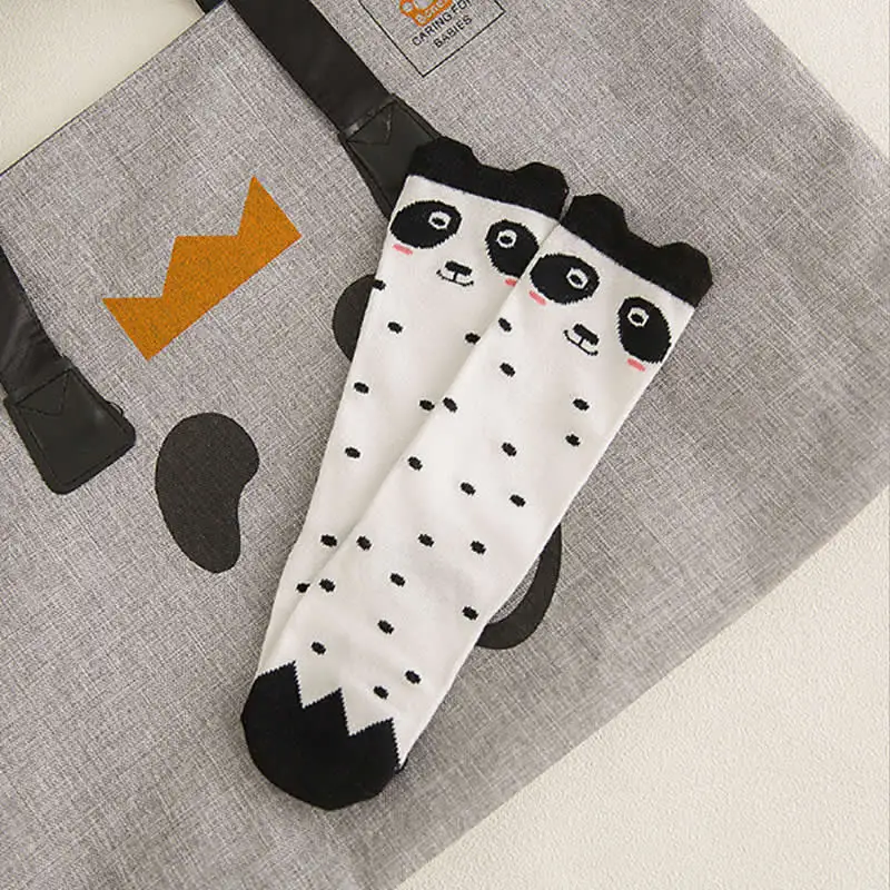 Детские носки из хлопка для девочек гетры ЖИВОТНЫХ вязаная Милый младенцев Детские гольфы детские рисунком панды Хлопковые гольфы гетры - Цвет: Panda white